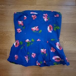 Peplum Hollister top with pink flowers size L
